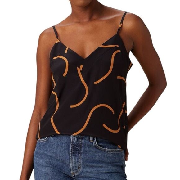 NEW Amour Vert Barlow Washable Silk Cami Caramel Waves 2X - Picture 1 of 9